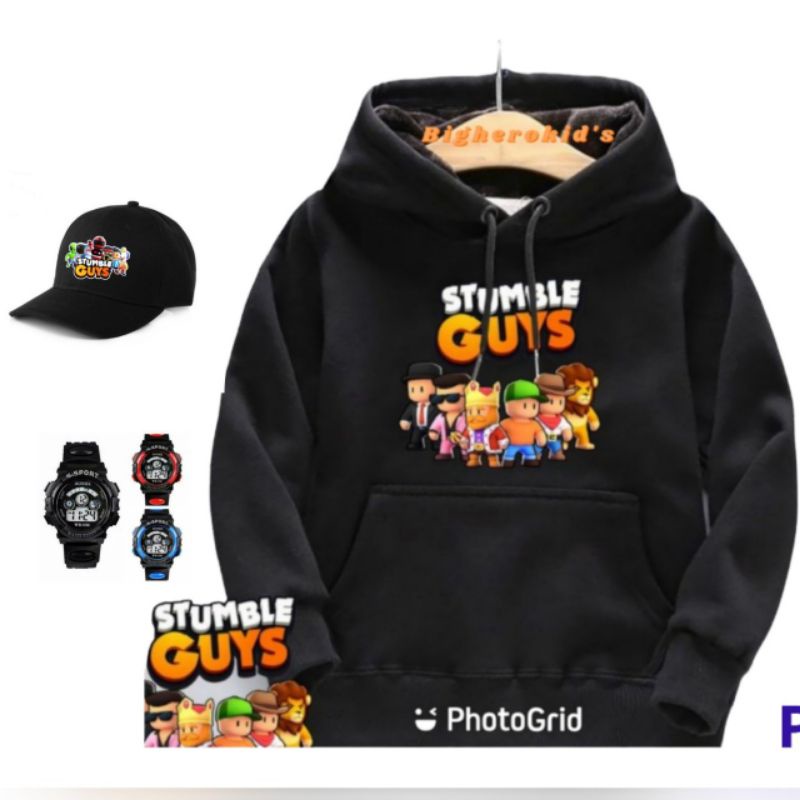PAKET HEMAT 3IN1 JAKET SWEATER HOODIE ANAK MOTIF STUBLE GUY FREE TOPI BORDIR DAN JAM TANGAN ANAK