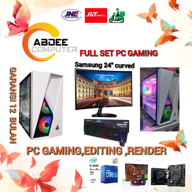 PC Gaming Pc i5 10400F Ram 16 Gb Ssd 256 Gb VGA 4 GB GTX 1650 Led 24 in Render