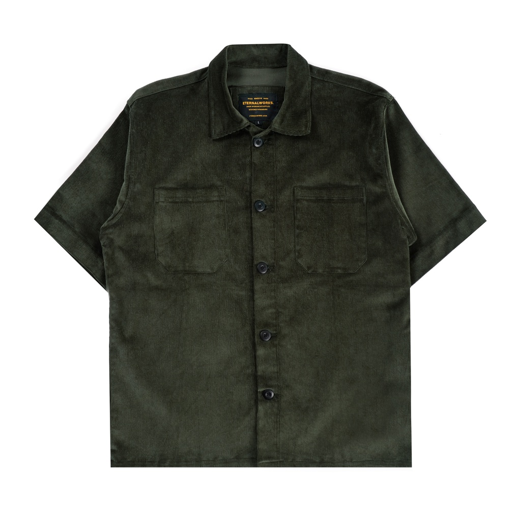 RUSH GREEN CORDUROY SHIRT - KEMEJA LENGAN PENDEK - KEMEJA CORDUROY