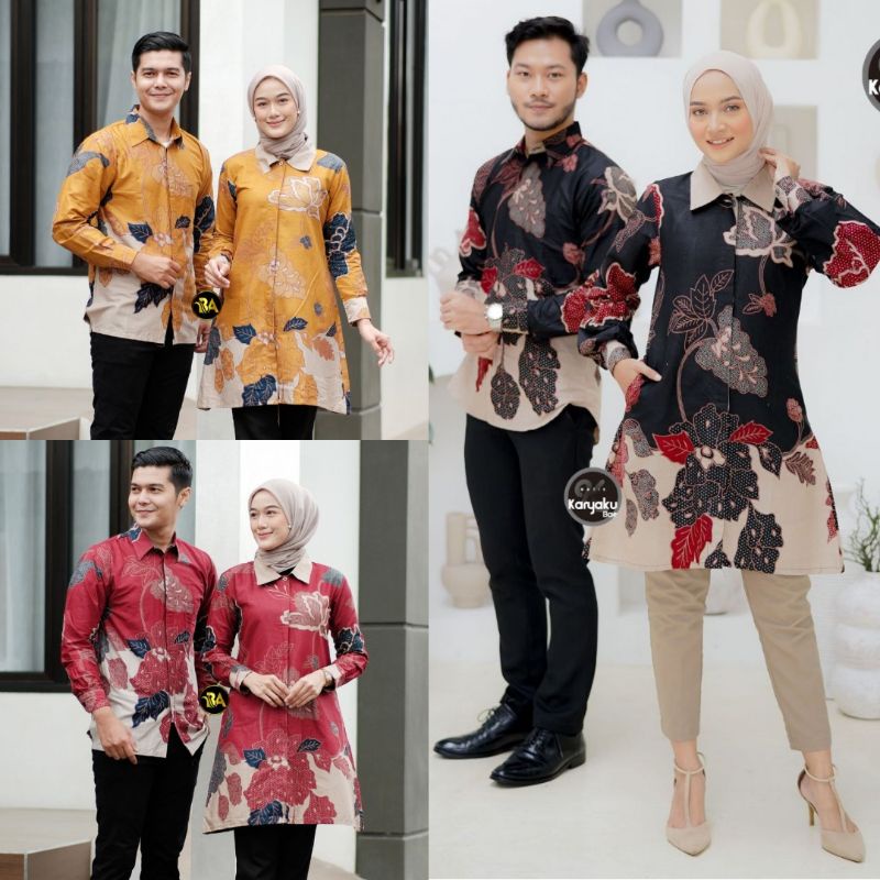 Maura Couple - Sania Ruffle Batik Couple Ori Ndoro Jowi Garansi Termurah Shopee - BATIK MODERN SOLO