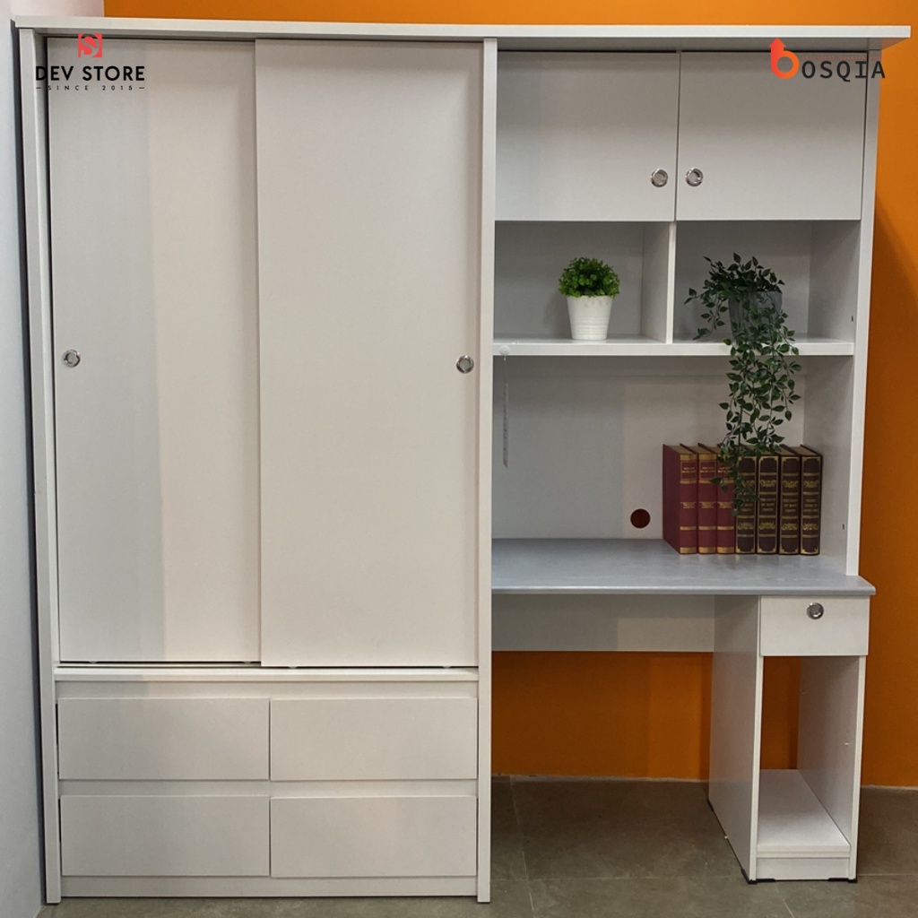 Jual Lemari Pakaian Sliding Dengan Meja Kerja Meja Belajar Wardrobe
