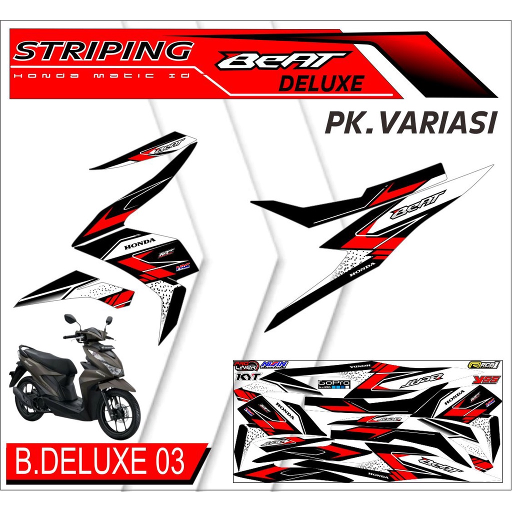 Striping Beat Deluxe - Sticker Striping List Variasi Motor Beat Deluxe Motif Racing #honda beat delu