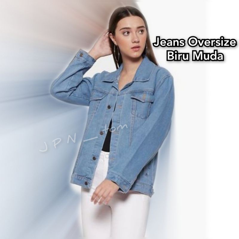 Jaket Jeans Big Size Pria Wanita Oversize Denim Jins Polos Jumbo Warna Biru Muda Ukuran Besar XXL XXXL XXXXL XXXXXL XXXXXXL 5XL 6XL Ld 120 Ld 130 Ld 140 Bahan Tebal Premium Oversize Levi s m l xl