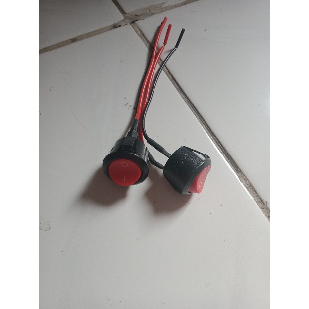 Saklar Switch Tombol BULAT On Off LED Motor Mobil Lampu UNIVERSAL BONUS KABEL