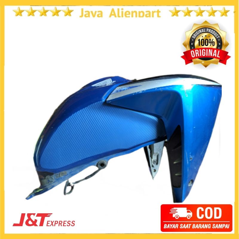 Tangki Honda Megapro Monoshock Karbu Ori Copotan Motor + Sayap Kanan Kiri  -Warna Biru