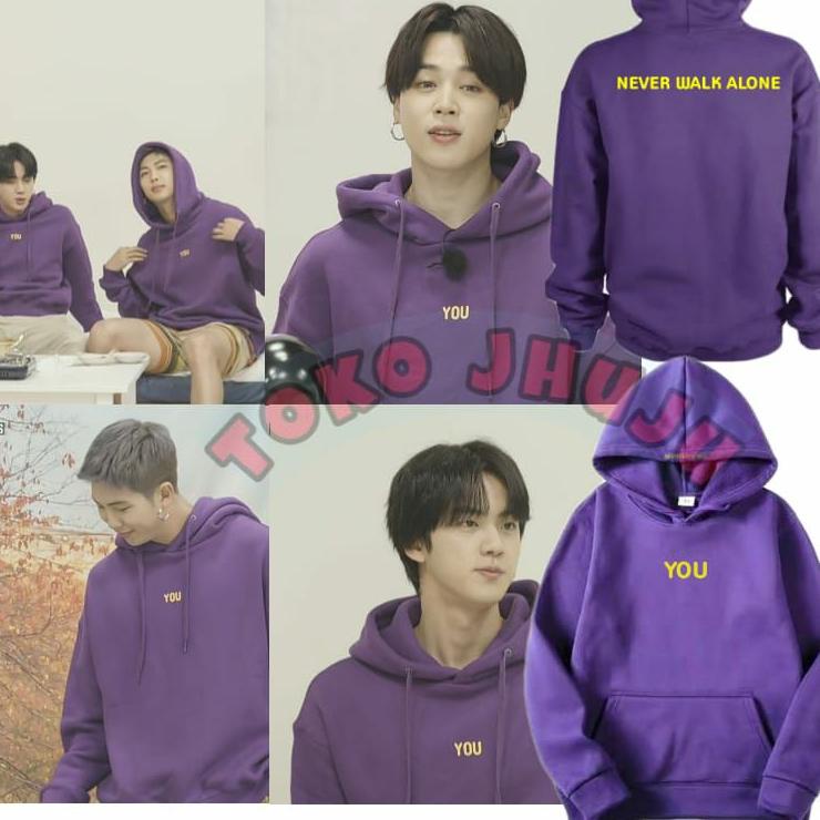 {SKW.16Ja23ᴷ} Hoodie Jumper BTS Made by Jimin You Never Walk Alone Seven with you sablon kuning