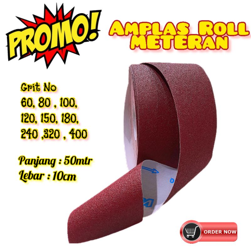 Amplas Roll Penghalus Kayu Tembok Besi Grit 80 no 80 Kasar Panjang 50 Meter