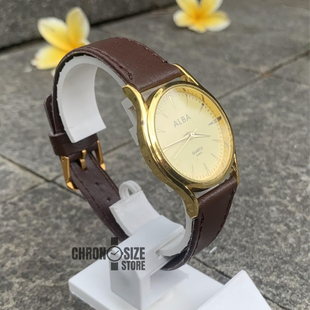 Jam Tangan Pria Wanita Murah Kekinian Model Terbaru Alba Coklat Emas