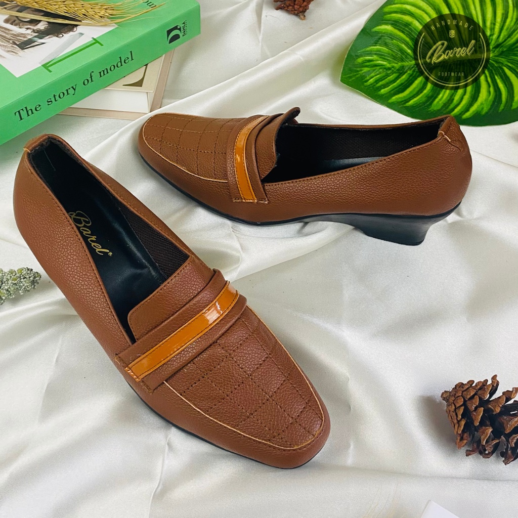 Barel - Feb coklat Sepatu Pantopel Kerja Wanita Sepatu Formal Wanita Pantofel Sepatu Kantor Heels Wanita