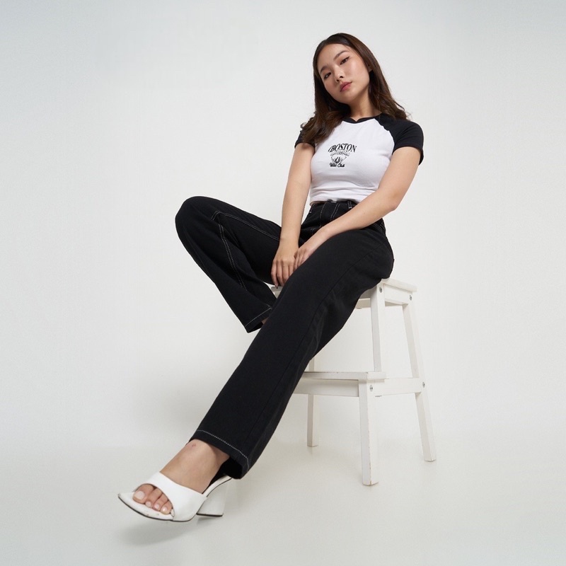 TheGirlHouse - HIGHWAIST KULOT LOOSE JEANS NADIA BLACK