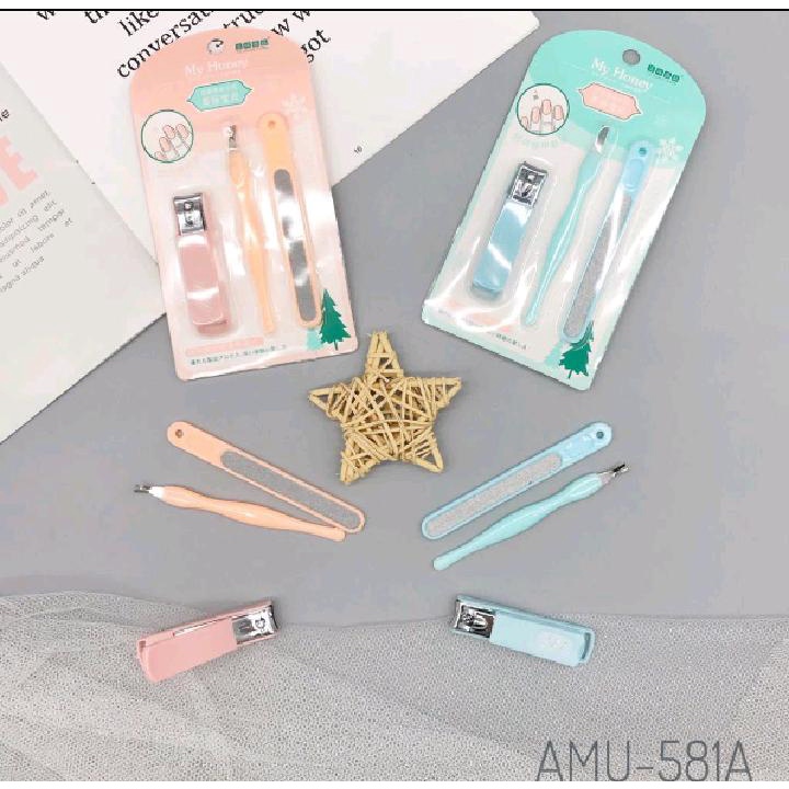 Set Gunting Kuku Premium Gunting Kuku Alat Manicure Pedicure Pouch Set 3 in 1 Alat Manikur dan Aksesoris Kuku Profesional