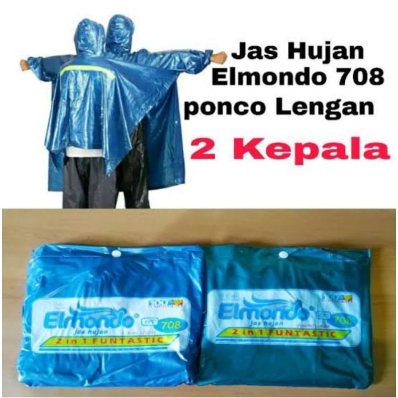 Elmondo 707 HELIOS Jas Hujan Dua Kepala Bonceng UKURAN DEWASA bahan lebih tebal  siap kirim bos