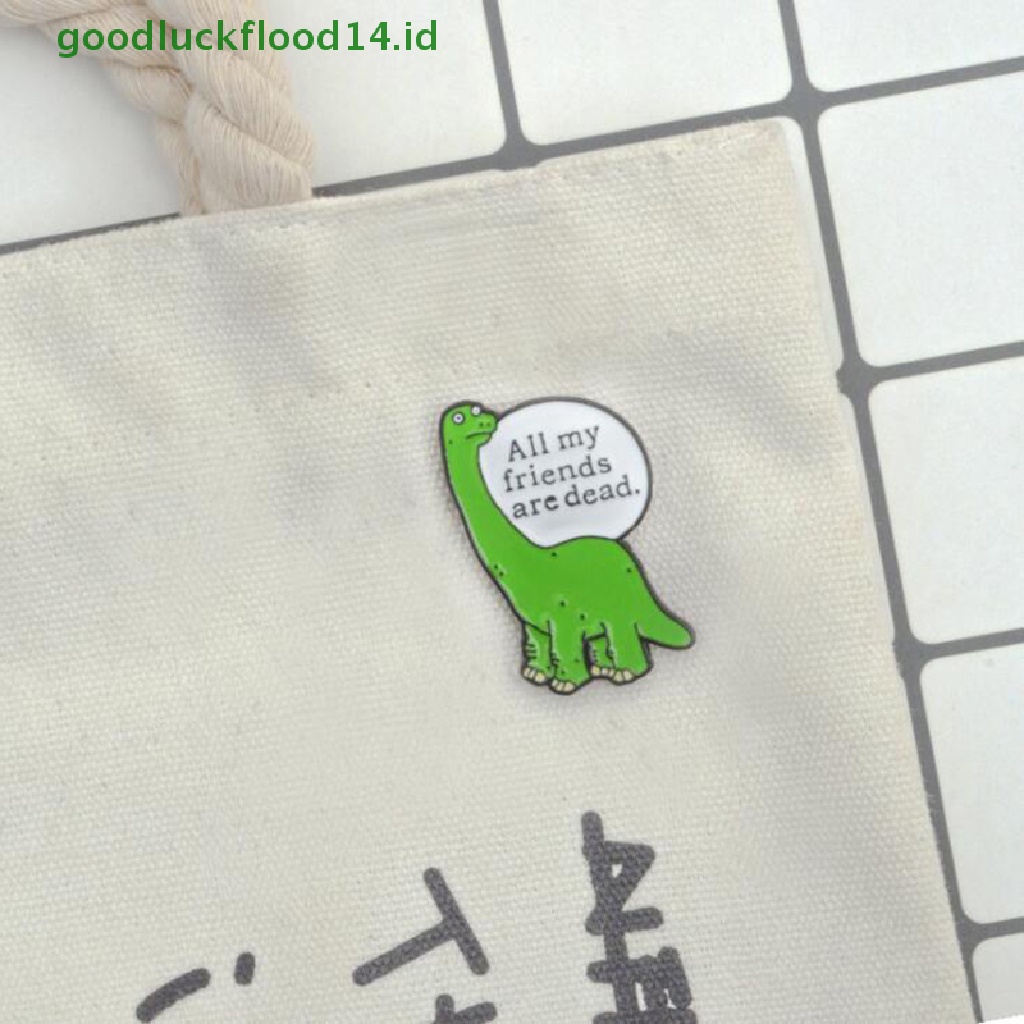 [GOOGFOUR] Kartun Chic Hijau Dinosaurus Lencana Perhiasan Logam Enamel Pin Bros Lucu  [Atasan]