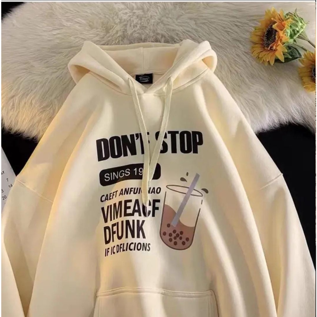 HOODIE UNISEX DON`T STOP // JUMPER UNISEX ALA KOREA PREMIUM ONE SIZE FLEECE TEBAL HALUS TERBARU'