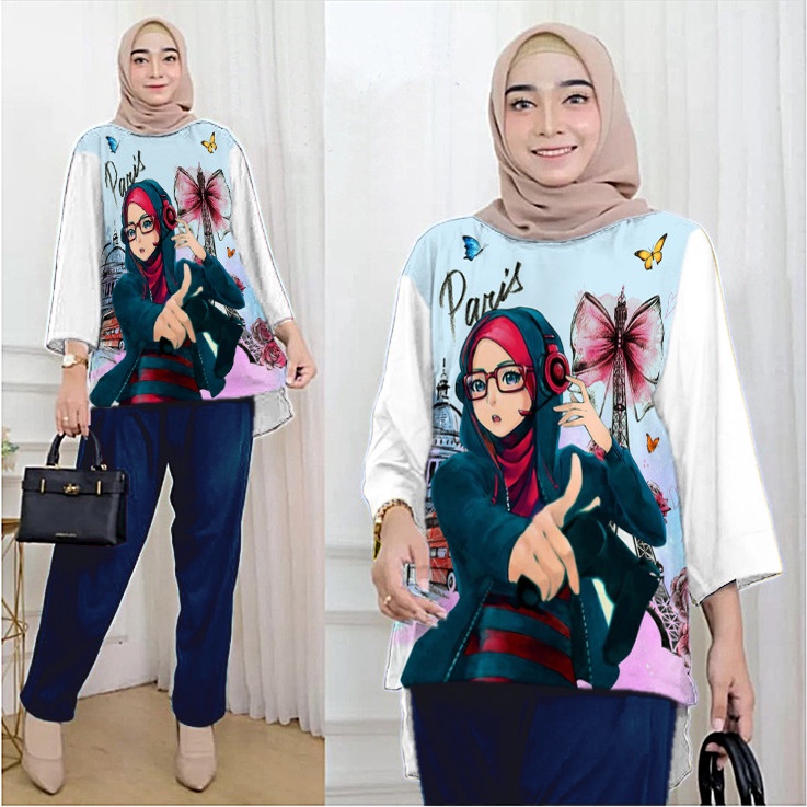 RILLO - ONESET CELANA ATASAN OVERSIZE WANITA HIJAB PARIS