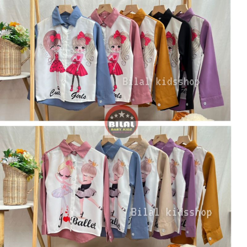 STELAN BAJU ANAK VIRAL / KEMEJA PRINTING ANAK PEREMPUAN LENGAN PANJANG 1-6 TAHUN