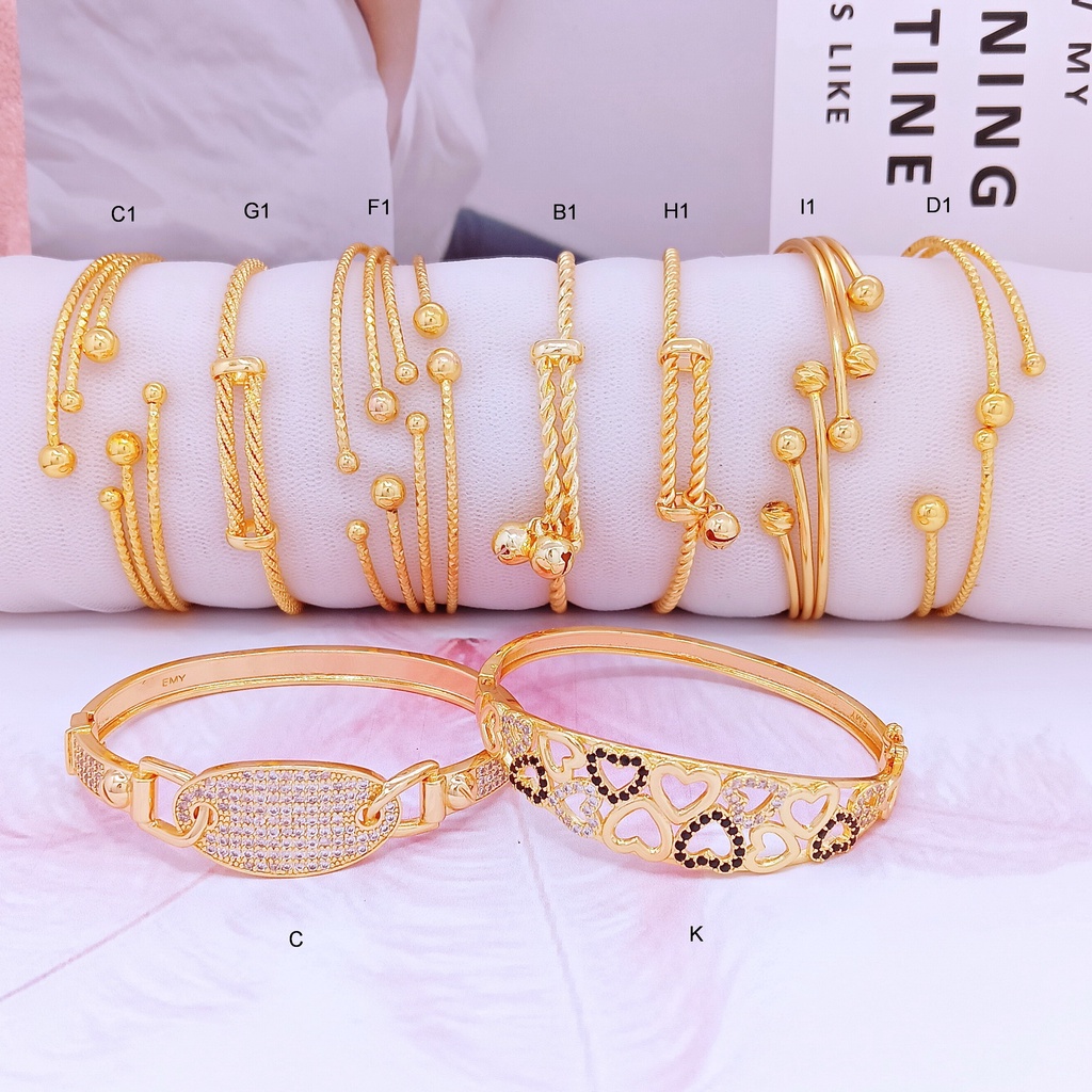 Gelang Bangle Wanita Bola Boba Fleksibel Tangan Kecil Sampai Jumbo Kaku Model Bukaan Xuping Pesta - BB048