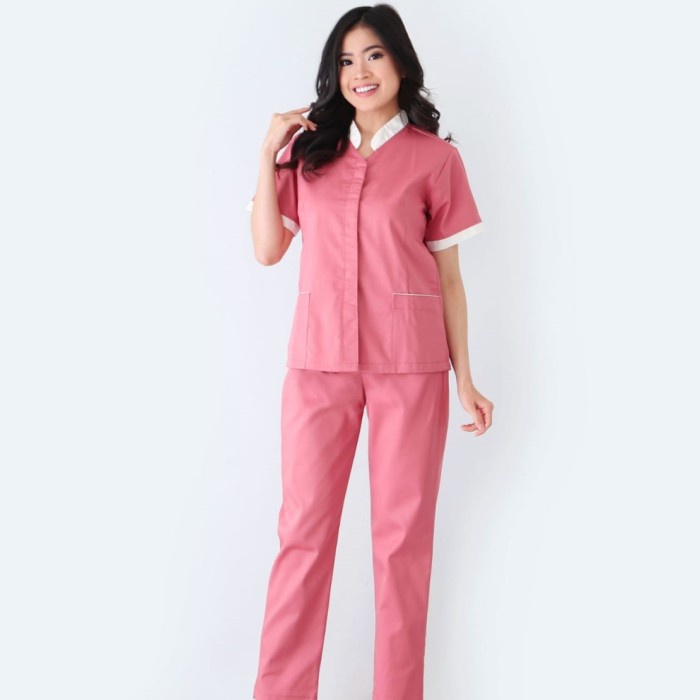 baju suster Seragam Baby Sitter Calia / Baju Suster / Baju Klinik / Seragam Nanny - Berry, S(Q2V6) B