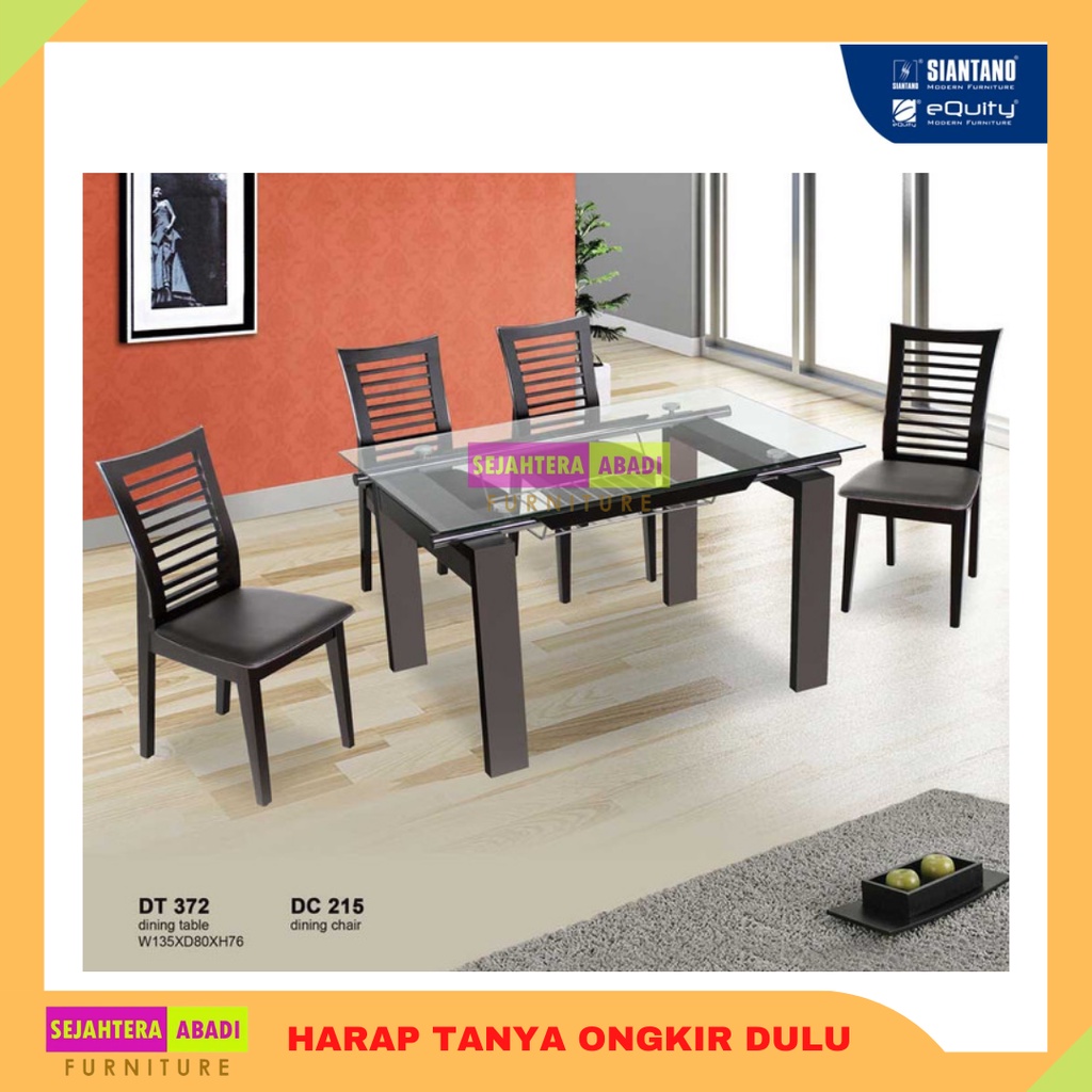 Full Set Meja Kursi Makan Minimalis Siantano DT 372 + DC 215