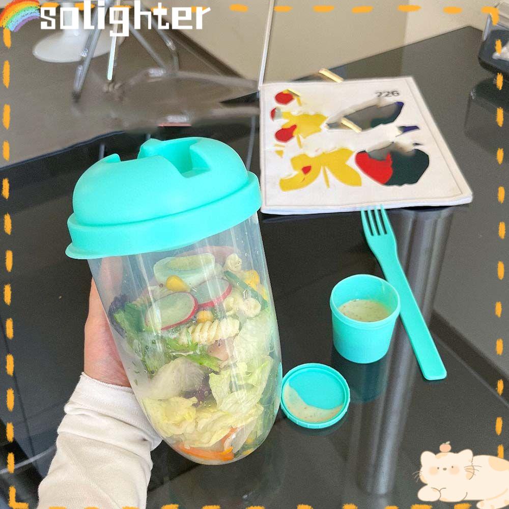 Solighter Salad Container Bottle Lunch With Sauce Cup Lunch Bento Kotak Wadah Makanan