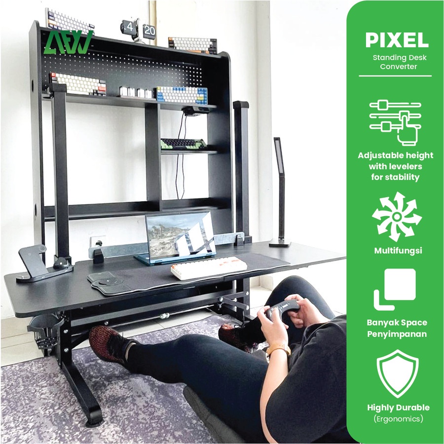 PIXEL Standing Electric Working Gaming Desk 3 in 1 Mode Meja Elektrik