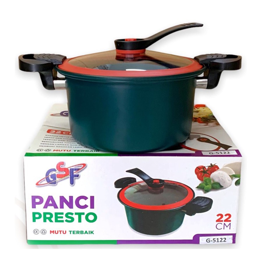 GSF Panci Presto Masak Aluminium 22 Cm Pressure Cooker 3.5 Ltr