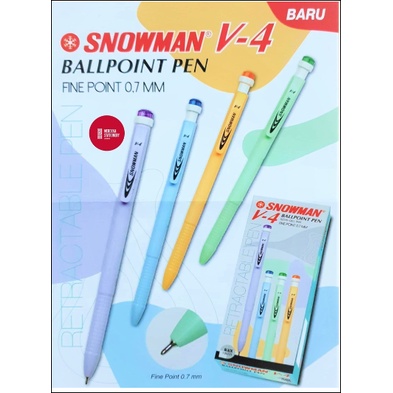 

Pulpen/Bolpen/Ballpoint/Pena Cetekan/Retractable Pen Snowman V4 HITAM 0.6mm