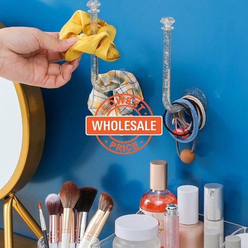 [Harga Grosir] Premium Display Perhiasan Gantung Kait Tahan Air Punch Free Hook Untuk Hair Hoop Shiny Hair Band Storage Rack Berbentuk L Self-adhesive Organizer Hook Untuk Cincin Rambut