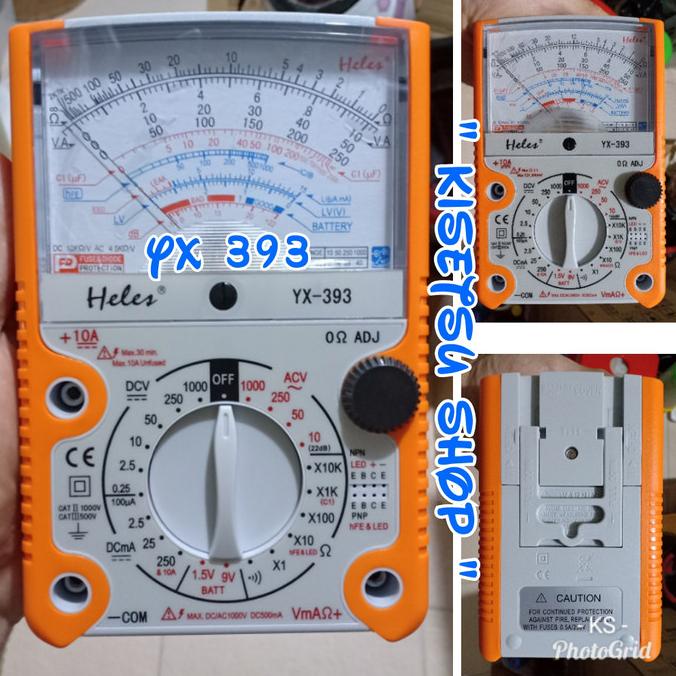 MULTITESTER / MULTIMETER HELES YX - 393 ORIGINAL MANUAL ( ANALOG )