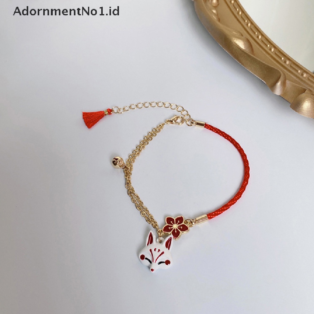 [AdornmentNo1] Mode Baru Bunga Merah Kartun Hewan Gelang Lucu Fox Vintage Perhiasan Beruntung Bell Hadiah Untuk Wanita Gadis [ID]