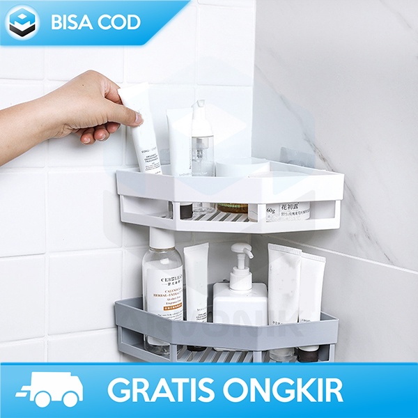 RAK SUDUT KAMAR MANDI STORAGE ORGANIZER TEMPEL DINDING SERBAGUNA ST145