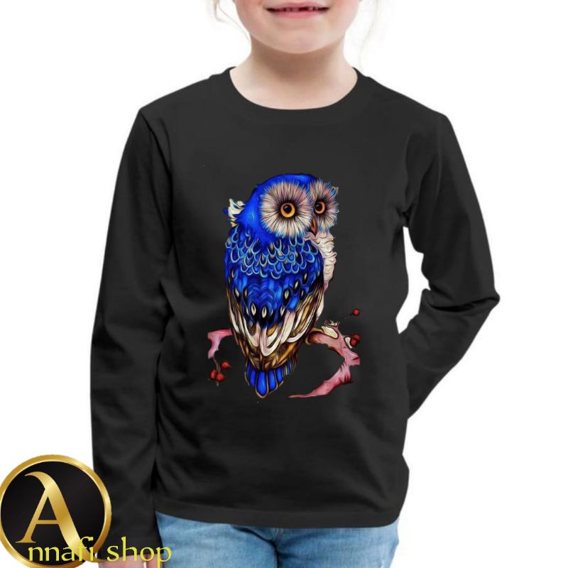 Baju kaos anak atasan lengan panjang burung hantu