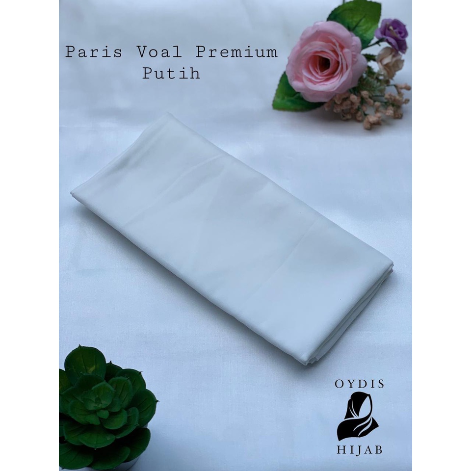 Kerudung Paris Voal Premium Jahit Tepi Warna "Putih"