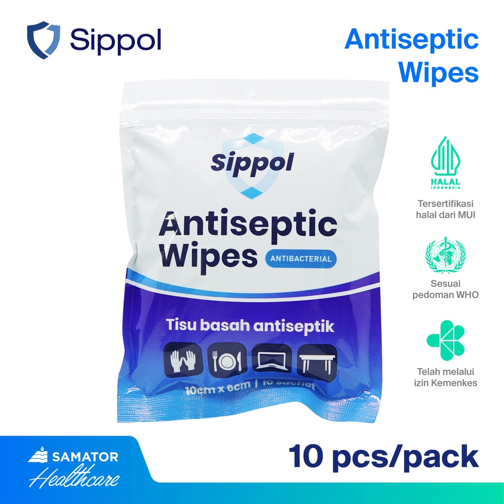 Sippol Antiseptic Wipes ( 1 pack isi 10 pcs )