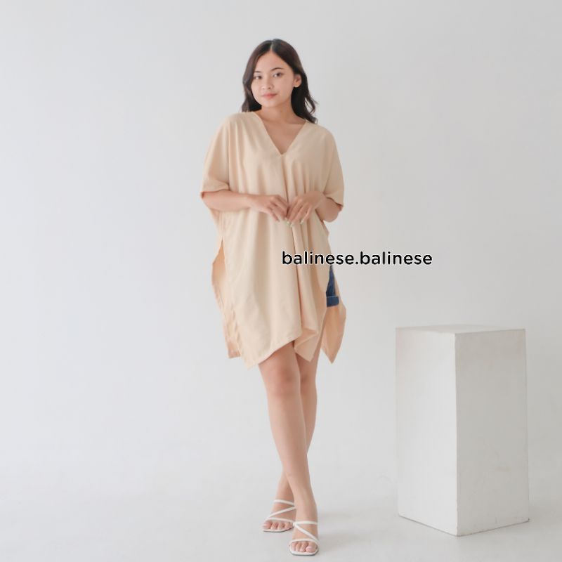 Atasan Long Square Cringkle Airflow - Atasan Wanita Blouse V Neck