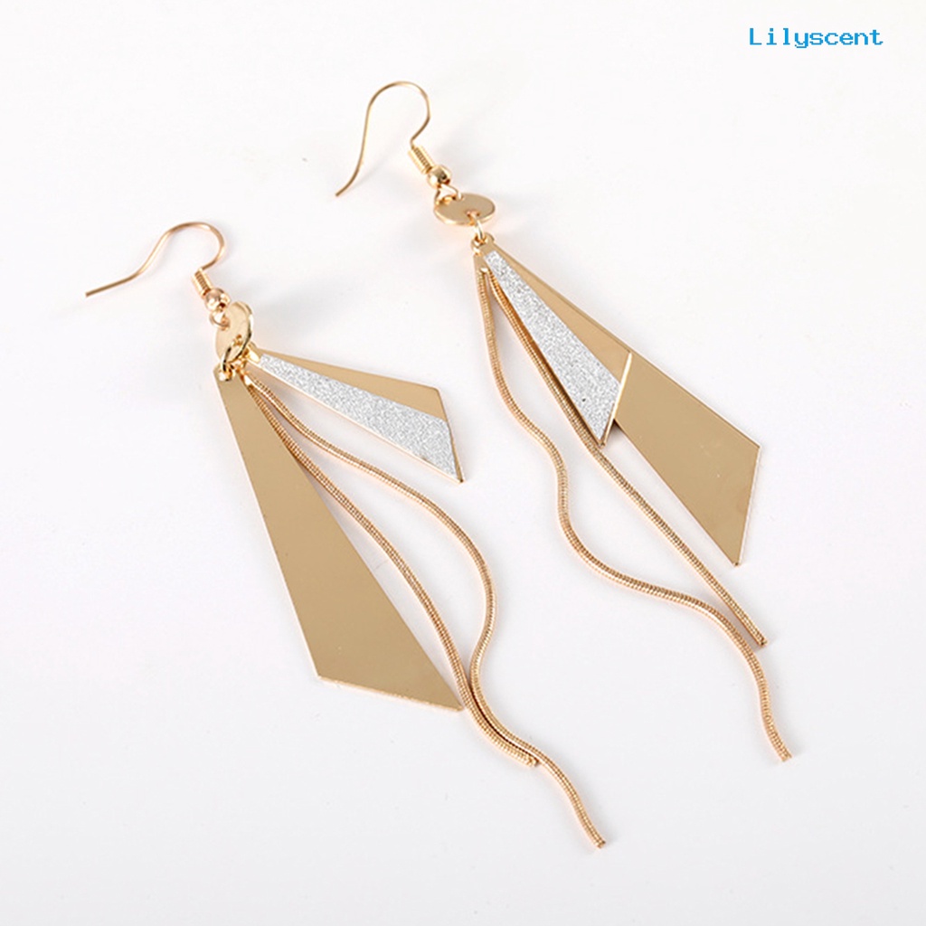 [LS] Anting Segitiga Rumbai Liontin Vintage Alloy Anting Kait Menjuntai Panjang Untuk Wanita