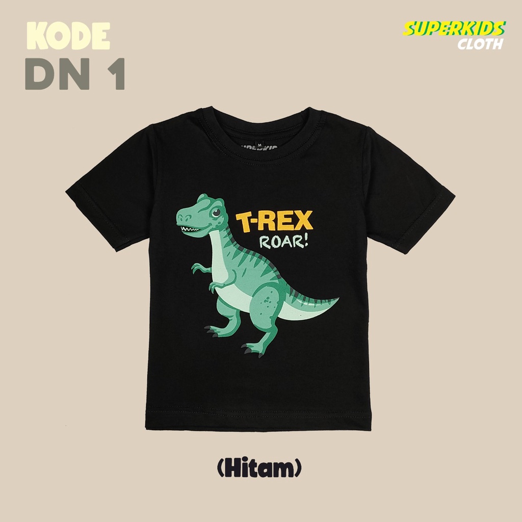 KAOS ANAK COWOK/ PAKAIAN ANAK LAKI-LAKI DINOSAURUS T-REX 1-11 TAHUN BRAND SUPERKIDS CLOTH