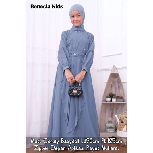 Cod Benecia kids dress/baju muslim/busana muslim anak/gamis lebaran/gamis anak usia 9-14 tahun/gamis