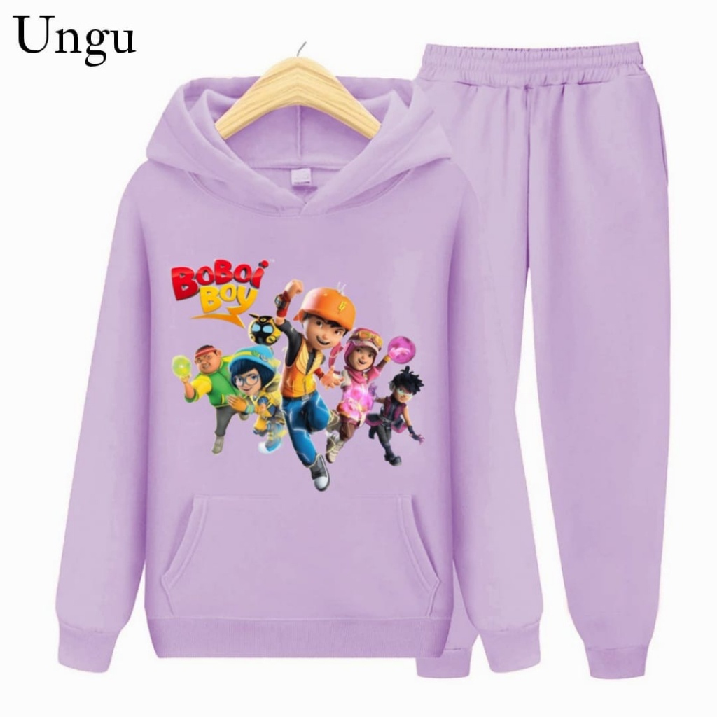 Hzl_outfit Setelan Sweater Hoodie Team Boboiboy Anak Laki Laki S.M.XL