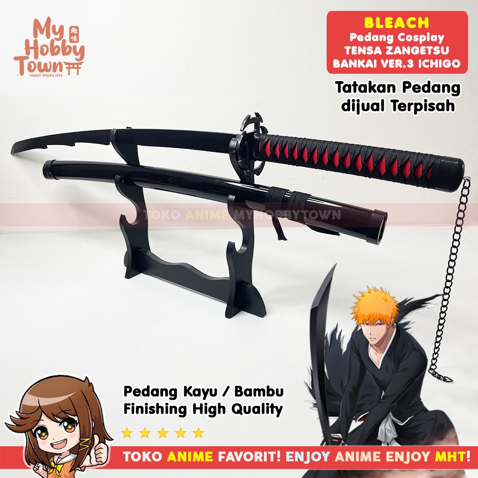 Replika Pedang Kayu Bleach Kurosaki Ichigo Tensa Zangetsu Bankai Ver 3