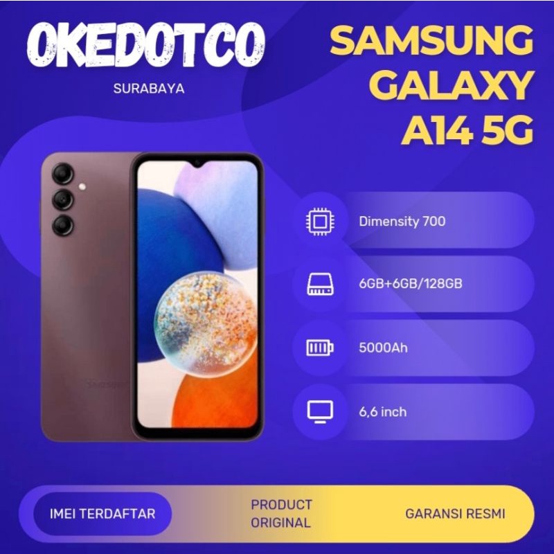 Samsung Galaxy A14 5G 6/128GB Garansi Resmi Ready Stock Free Adaptor