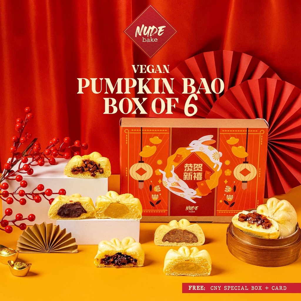 

NUDE 6 pcs Vegan Bakpao Pumpkin | Imlek CNY Hampers | Parsel Bakpao Sehat Bao