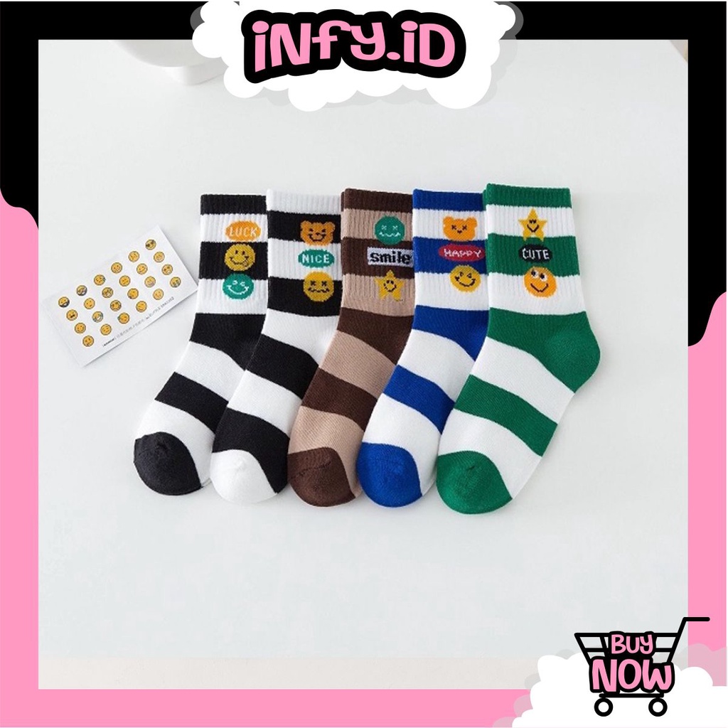 INFY - Kaos Kaki Anak Motif Smiley Kaus Kaki Bayi Lucu KK050