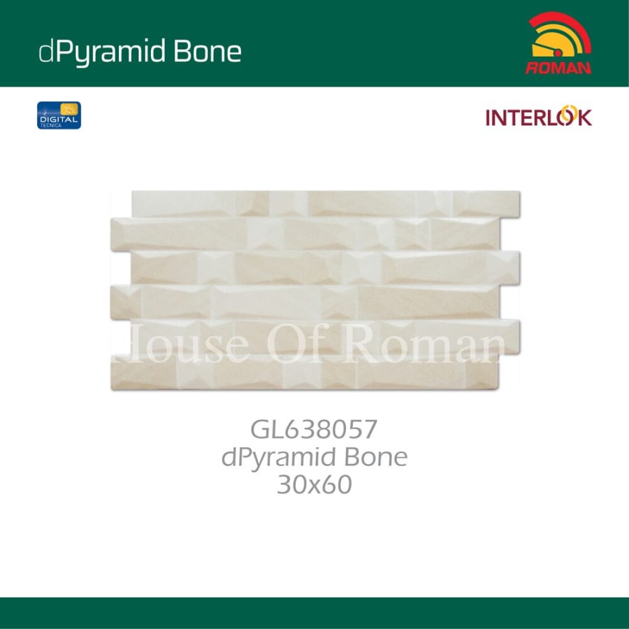 ROMAN KERAMIK INTERLOK DPYRAMID BONE 30X60 GL638057 (HOUSE OF ROMAN)