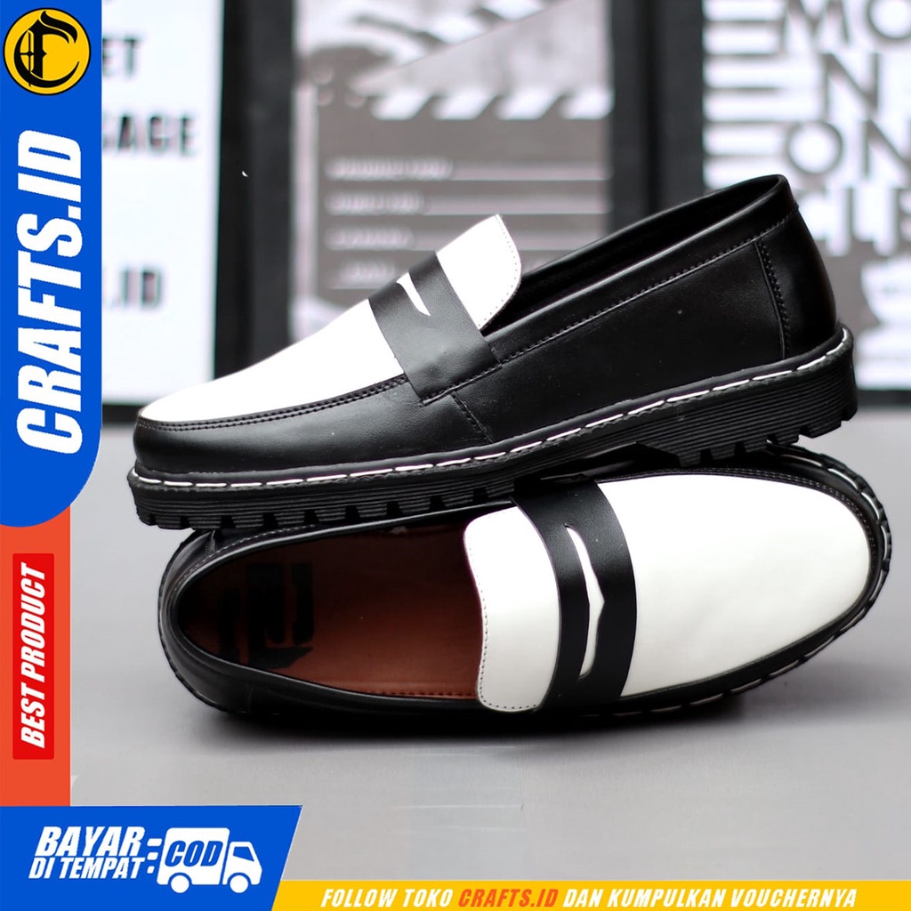 CRAFTS factz - Sepatu Formal Pantofel Docmart Loafers Kerja Hitam Pria