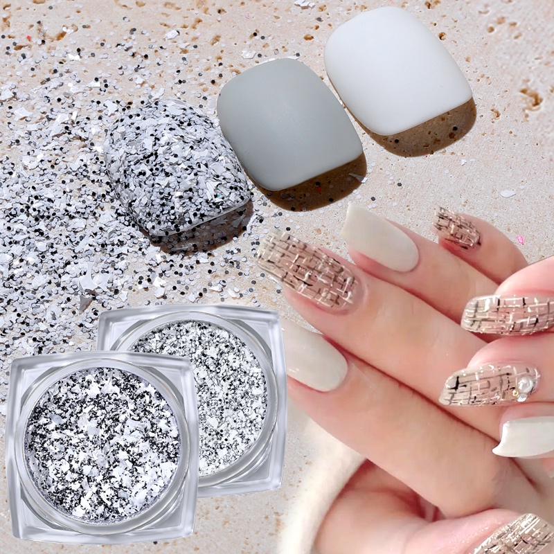 6warna/kotak Warna-Warni Kuku Glitter Payet Tidak Teratur Paillette Flakes Dekorasi Nail Art Manicure