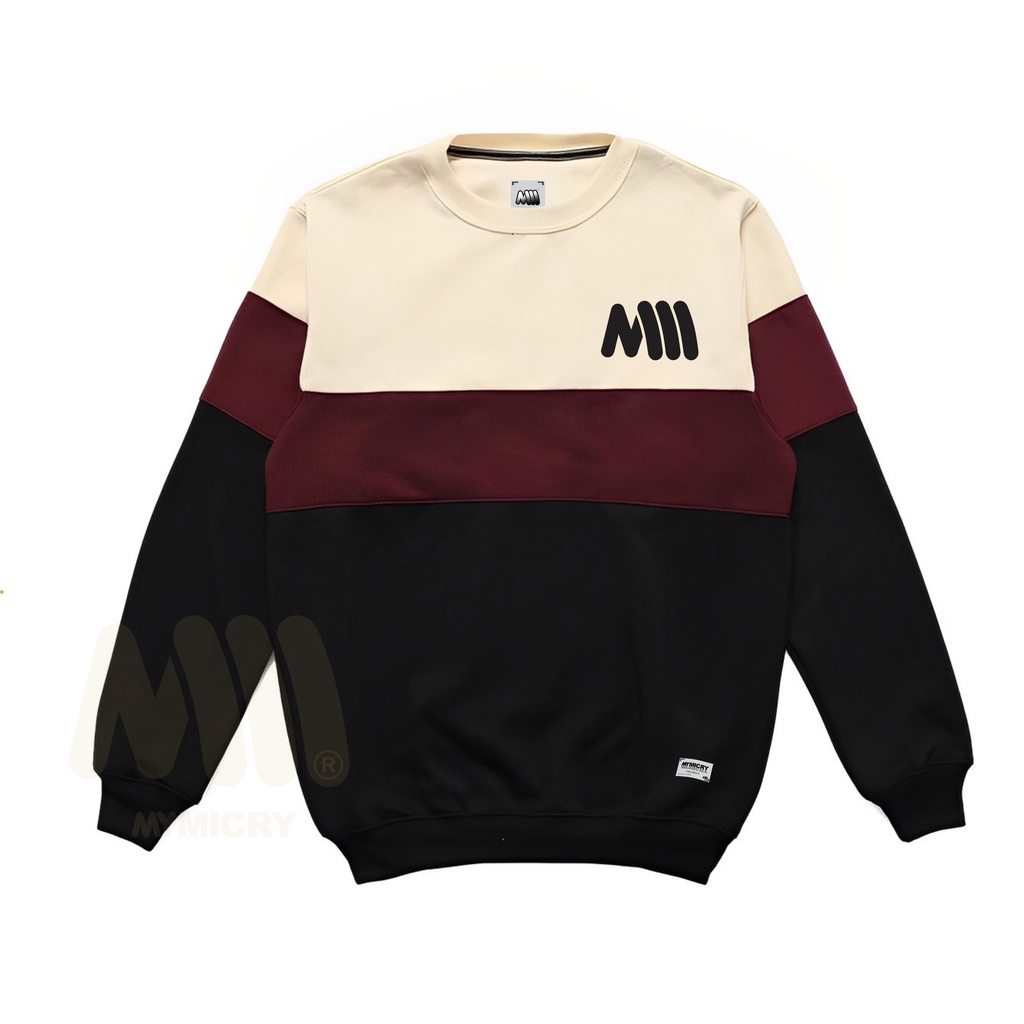 Mymicry Crewneck Pria Kombinasi 3 In 1 LOGO Original Brand Berkualitas Bahan Katun Flece Tebal Premium Sweater Crunek Oversize Unisex Terbaru