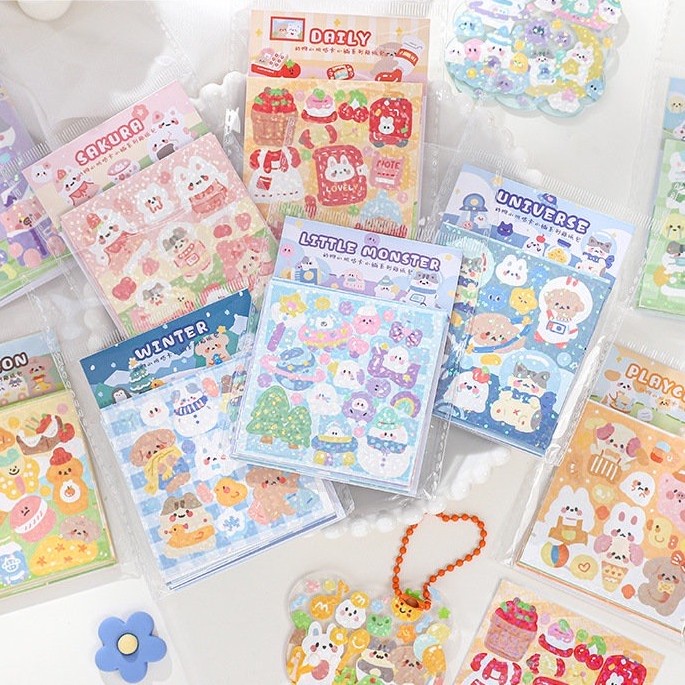 

Cute Sticker 10 Lembar / Pack Animal Sticker Bunny Glitter Cute Stiker