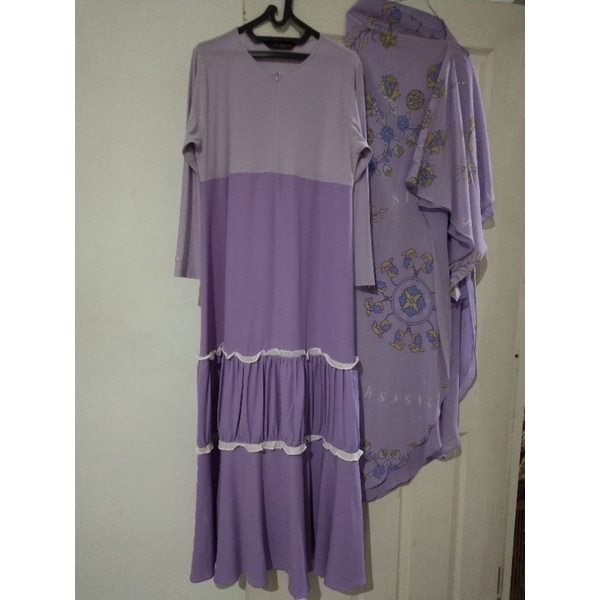 Sisesa syar i preloved, LD 90cm, pnjg －+138cm. bahan sifon