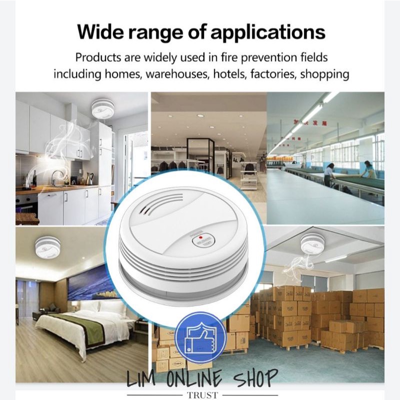 Alat Smart Smoke Detector Wifi TUYA APP Android IOS Alarm Sistem Pendeteksi Asap Kebakaran Fire Detection Hotel Rumah Pabrik Toko